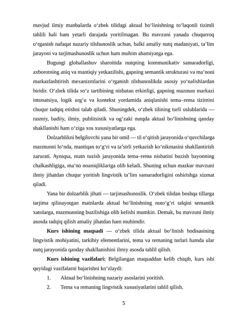 O‘ZBEK TILIDA AKTUAL BO‘LINISH 4