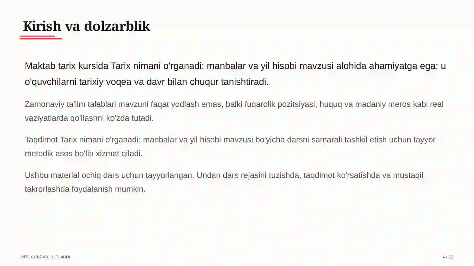 Tarix nimani o'rganadi: manbalar va yil hisobi (5-sinf) 4