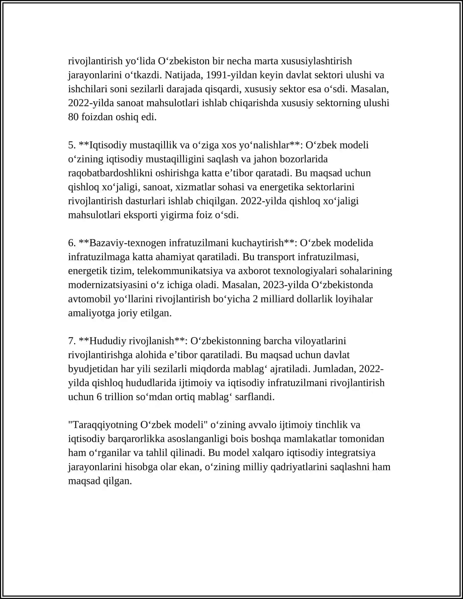 TARAQQIYOTNING “O‘ZBEK MODELI” VA UNING O‘ZIGA XOS XUSUSIYATLARI 4