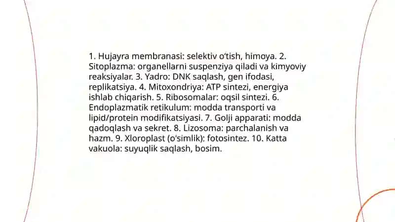 Tiriklik belgilari. Hujayraning oziqlanishi rivojlanishi va koʻpayishi 4
