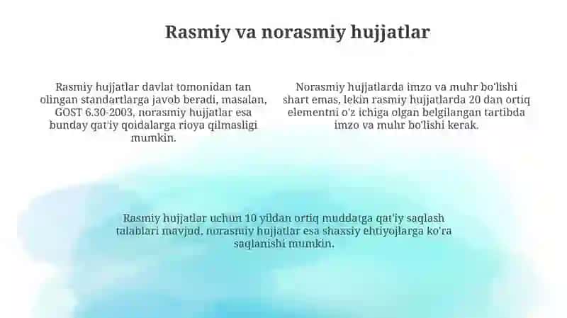 Hujjat turlari va ularni rasmiylashtirish 4
