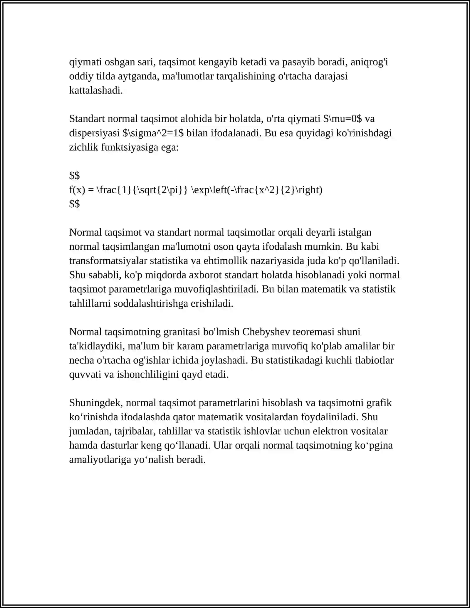 NORMAL TAQSIMOT VA UNING XUSUSIYATLARI 4