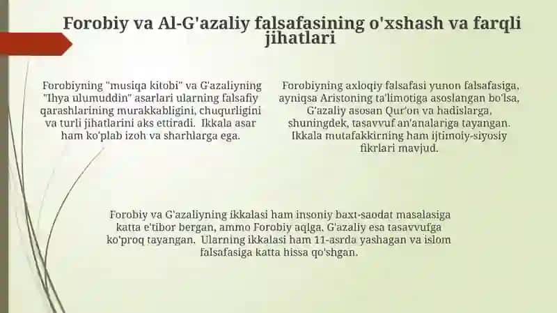 Abu Nasr Forobiy va G'azzoliyning falsafa ilmiga oid qarashlarini qiyosiy tahlil etish 4