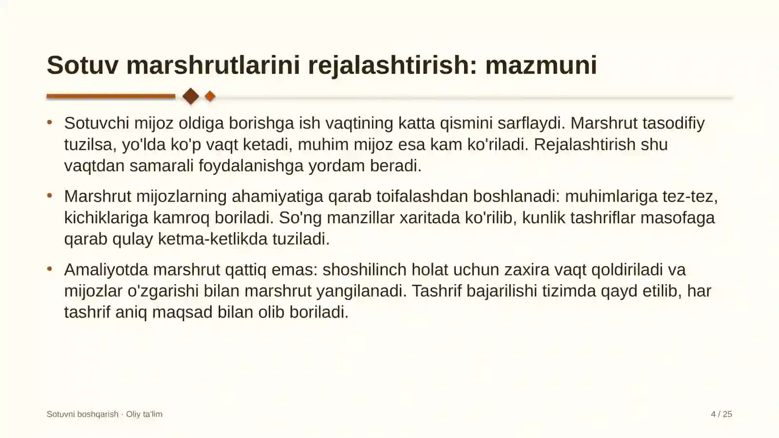 Gulchilikda sotuv marshrutlarini rejalashtirish 4