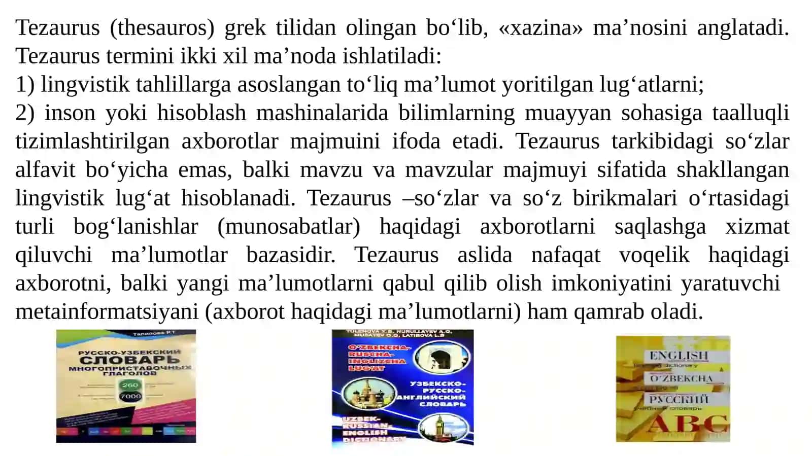 O‘ZBEKCHA TEZAURUS LUG‘ATINI YARATISH 4