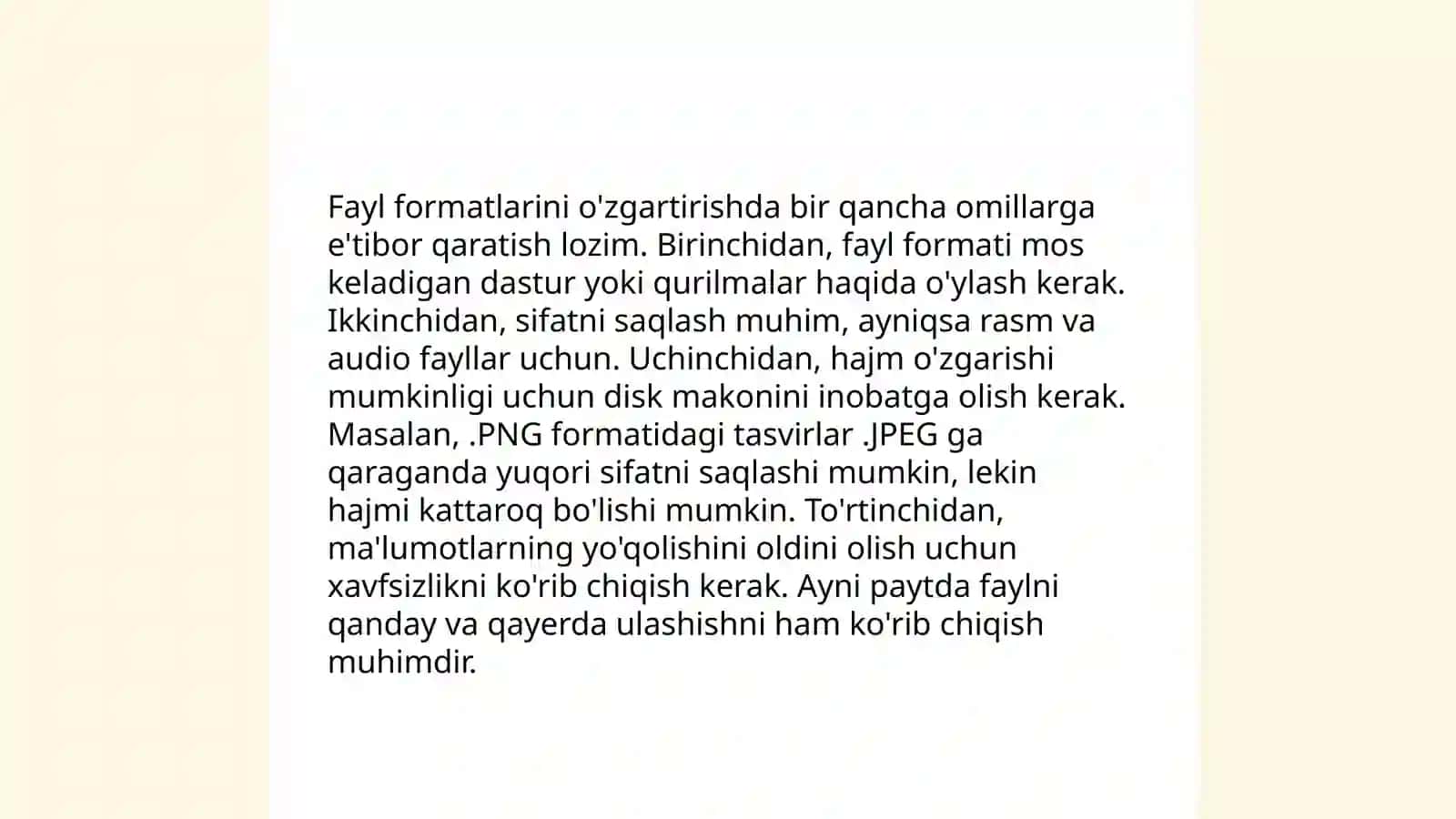Konvertatsiya. Fayllarni bir formatdan boshqa formatga oʻtkazish. Onlayn konvensiya dasturidan foydalanish 4