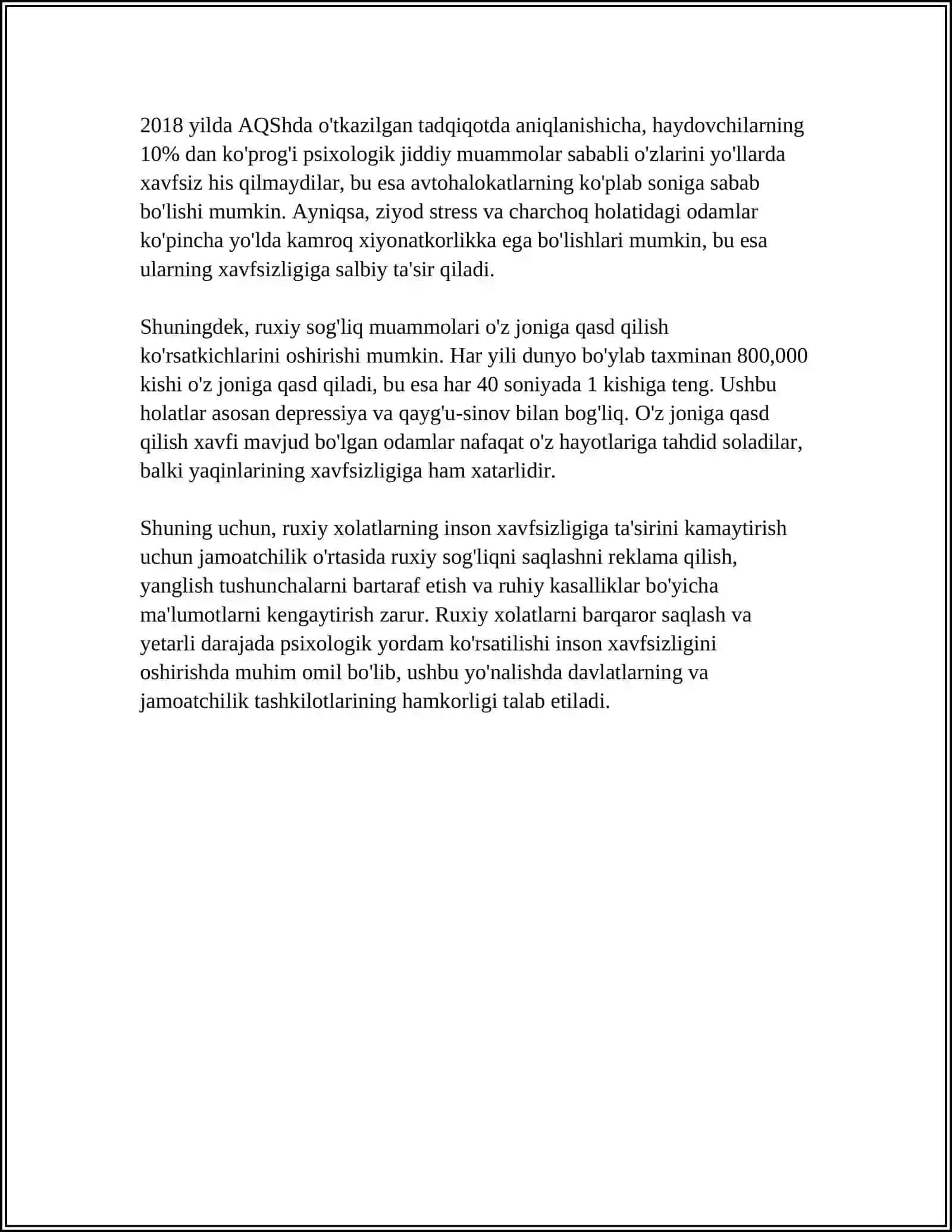 RUXIY XOLATLAR VA INSON XAVFSIZLIGI 4
