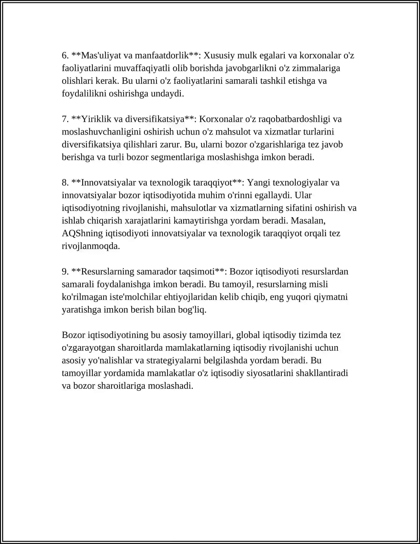 BOZORNING IQTISODIYOT UCHUN AHAMYATI 4
