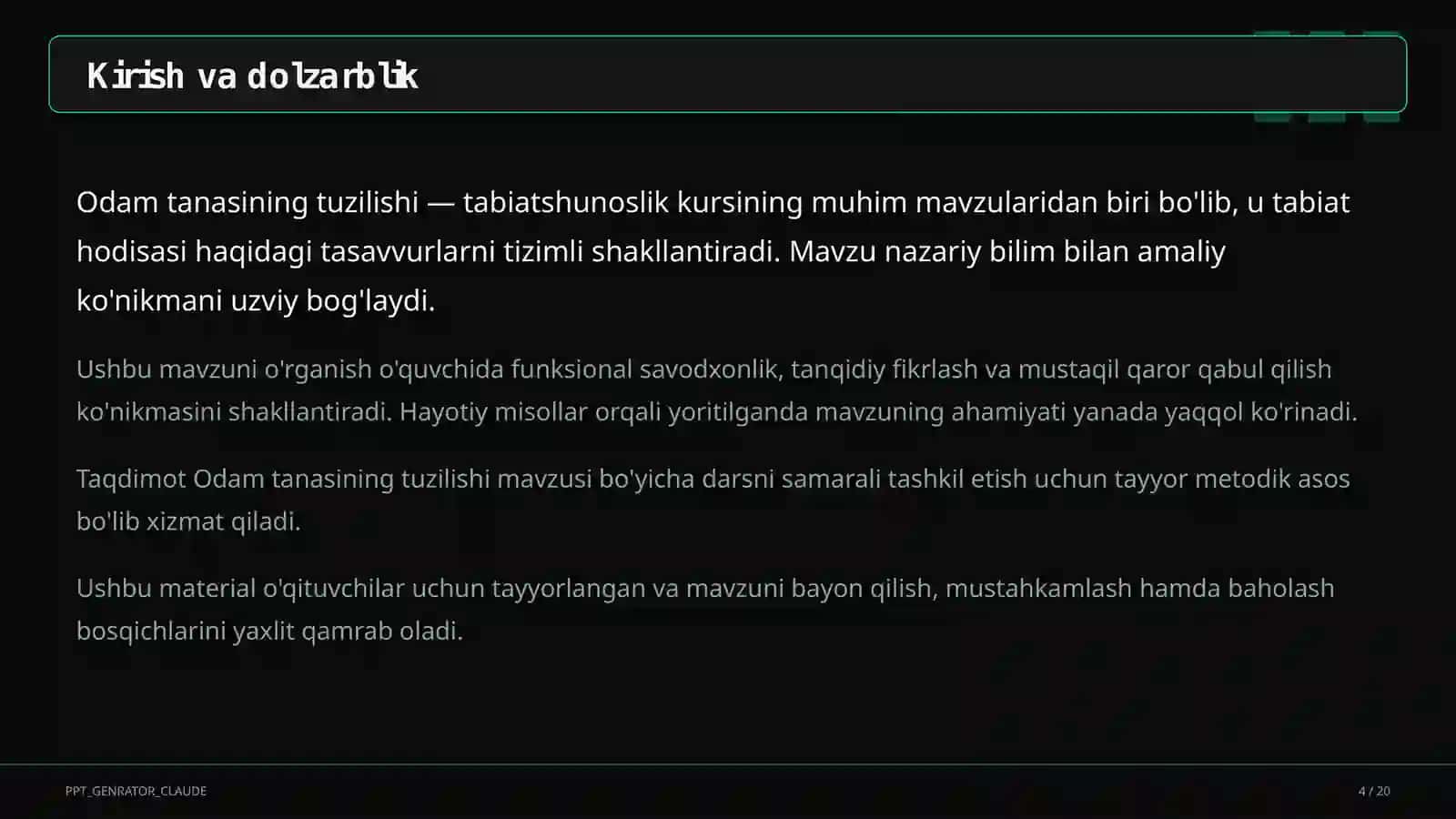 Odam tanasining tuzilishi (2-sinf) 4