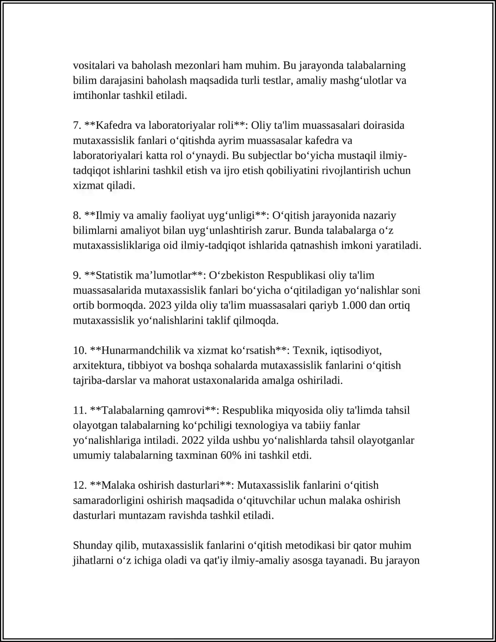 MUTAXASSISLIK FANINI O'QITISH ORQALI TALABALARNI METODIK TAYYORGARLIGINI OSHIRISH 4