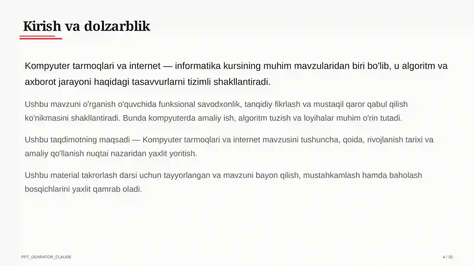 Informatika va axborot texnologiyalari (5–11) — takrorlash darsi 4