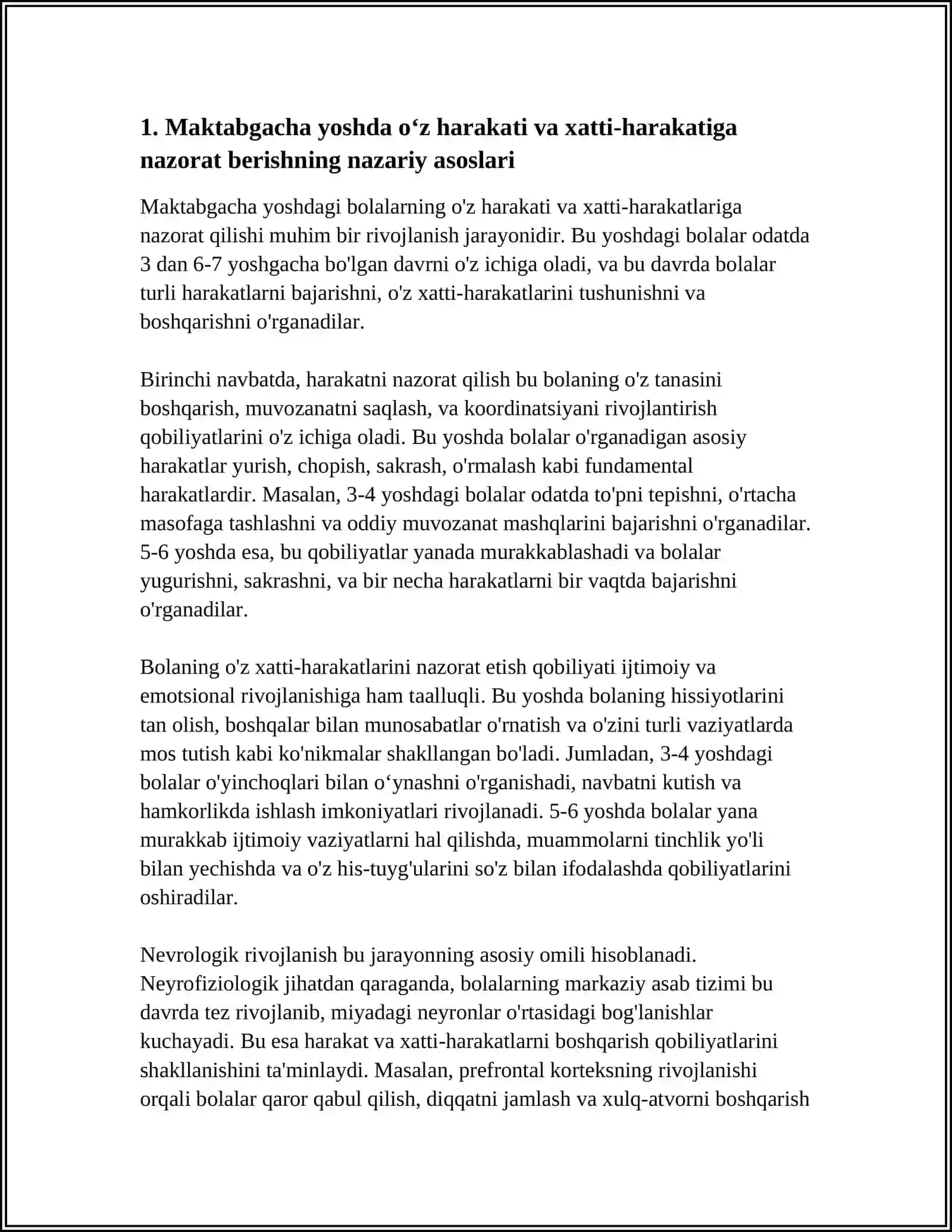 MAKTABGACHA YOSH DAVRIDA OʻZ HATTI HARAKATIGA NAZORAT BERISH - METOKOGNITIV KOʻNIKMALARINING BOSHLANGʻICH BOSQICHI 4
