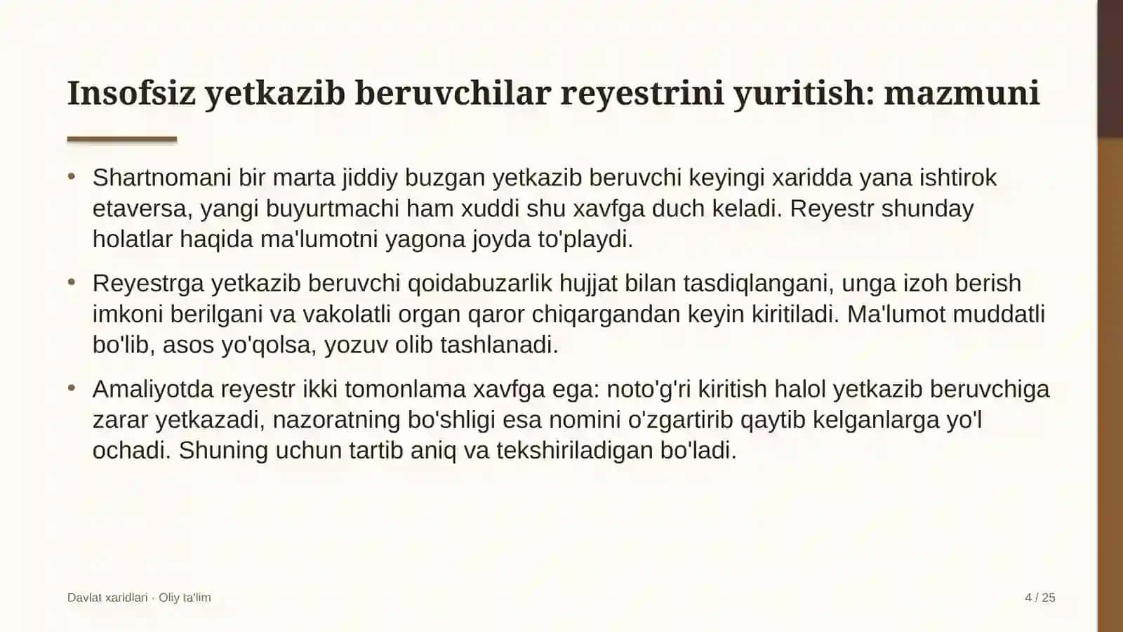 Elektr energiyasi bozorida insofsiz yetkazib beruvchilar reyestrini yuritish 4