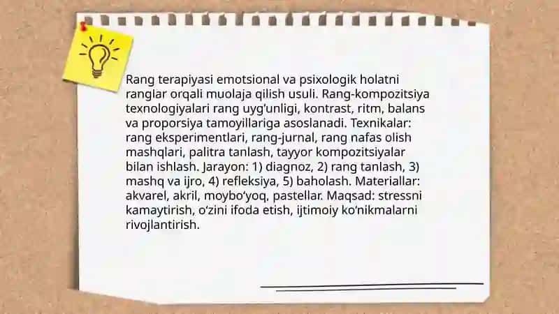 Art terapiya ishlarining texnologiyasi 4