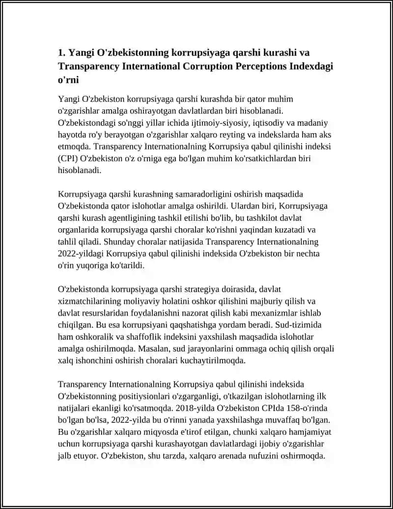 YANGI O'ZBEKISTON IJTIMOIY-SIYOSIY, IQTISODIY VA MADANIY HAYOTIDA RO'Y BERAYOTGAN O'ZGARISHLARNING XALQARO REYTING VA INDEKSLARDA AKS ETISHI 4