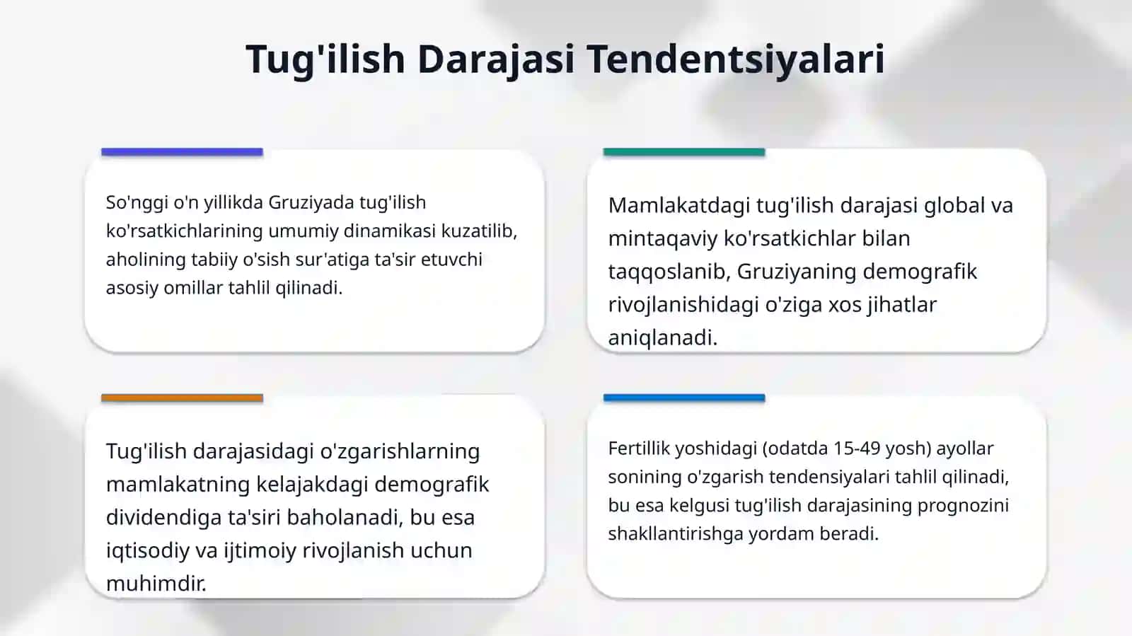 Gruziya davlatining demagrafiyasi fani bo'yicha tug'ilish o'lim ajrim nikoh kirdi chiqdi migratsiya 4
