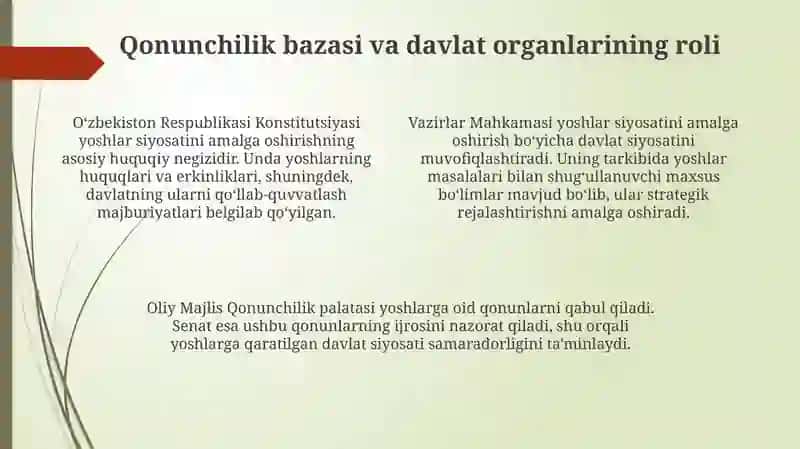 Yoshlar siyosatining asosiy yo'nalishlari va vazifalari 4