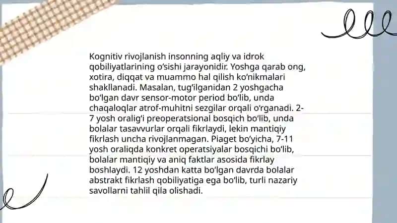 Bolaning rivojlanish sohasidagi kompetensiyalari 4