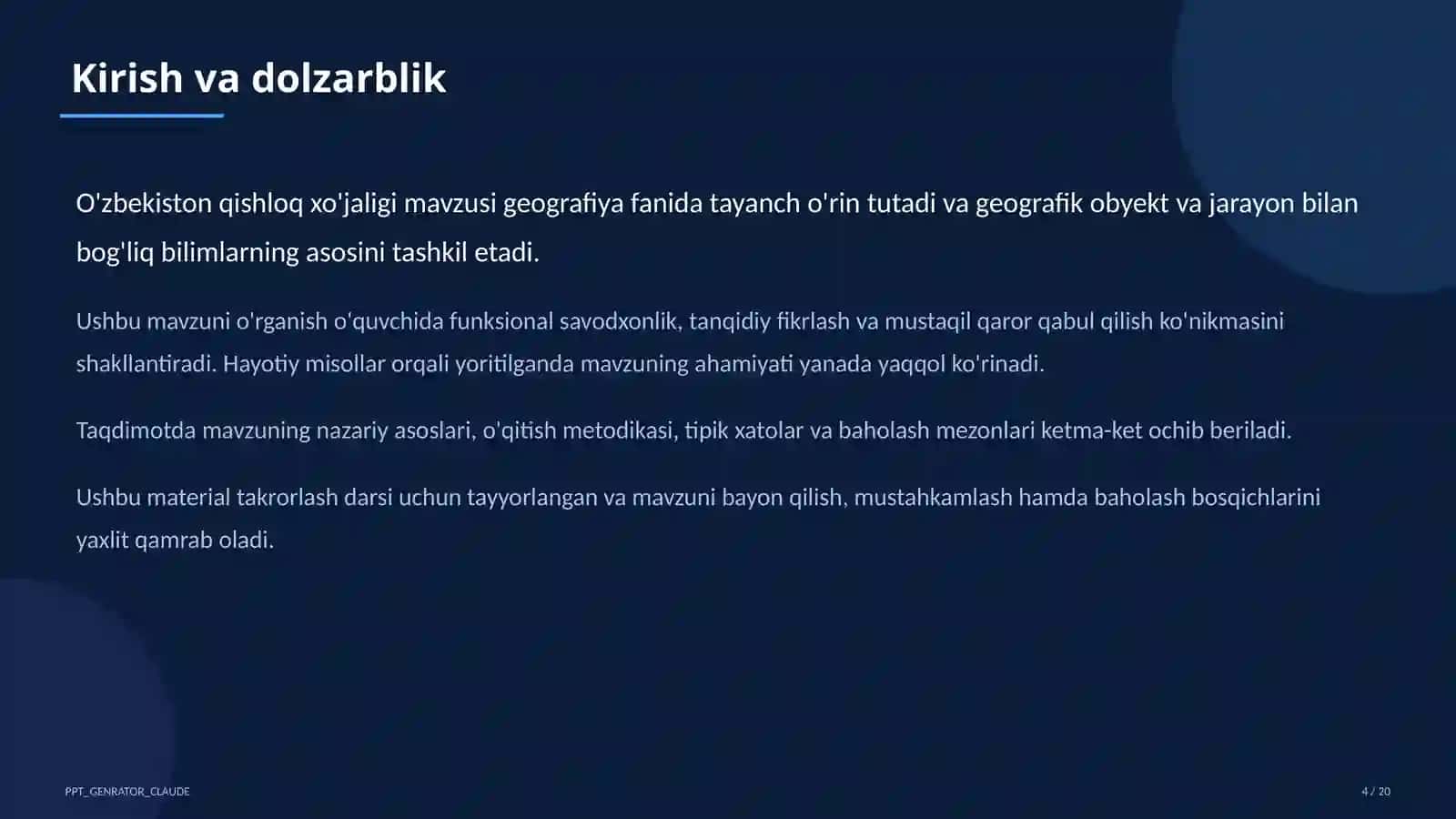 O'zbekiston qishloq xo'jaligi (9-sinf) 4
