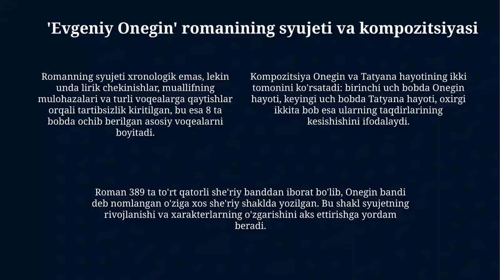 Pushkin. Evginiy Onegin asari 4