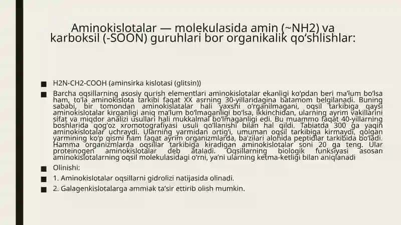 Aminokislotalarning sportchilar hayotidagi o'rni 4