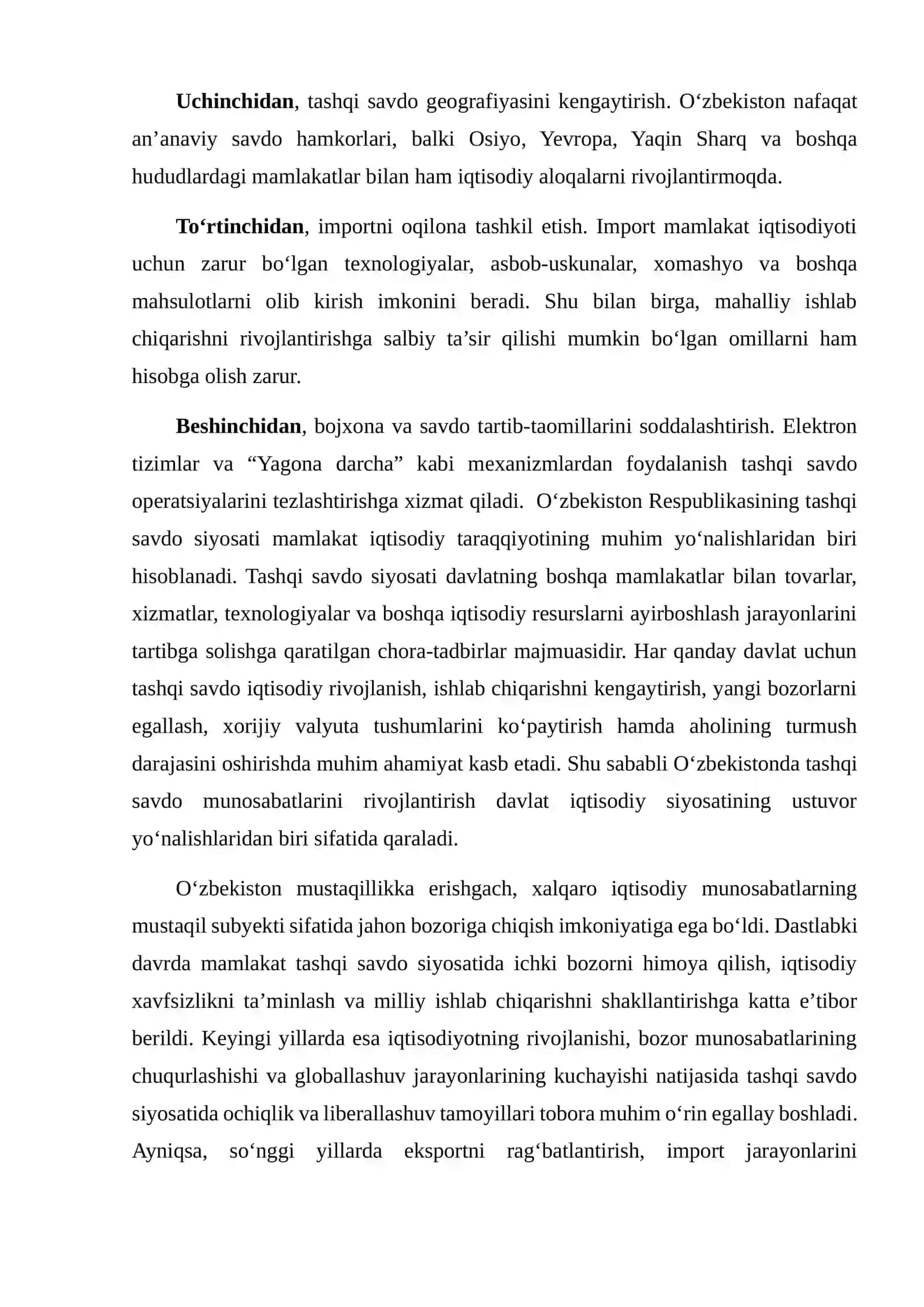 O'ZBEKISTONNING TASHQI SAVDO SIYOSATI 4