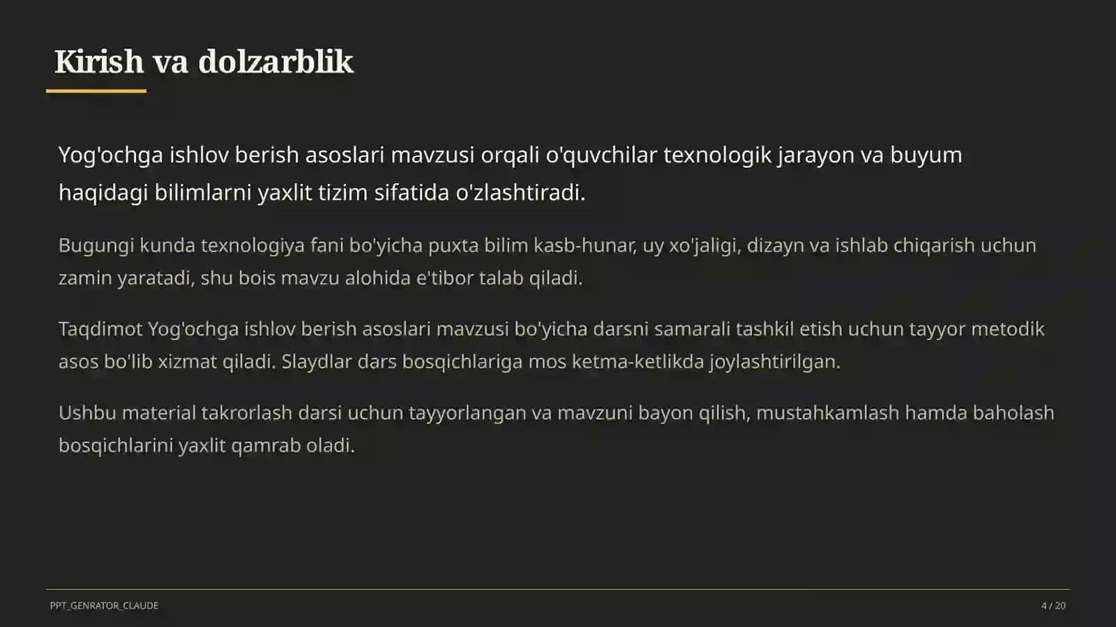 Yog'ochga ishlov berish asoslari (5-sinf) 4