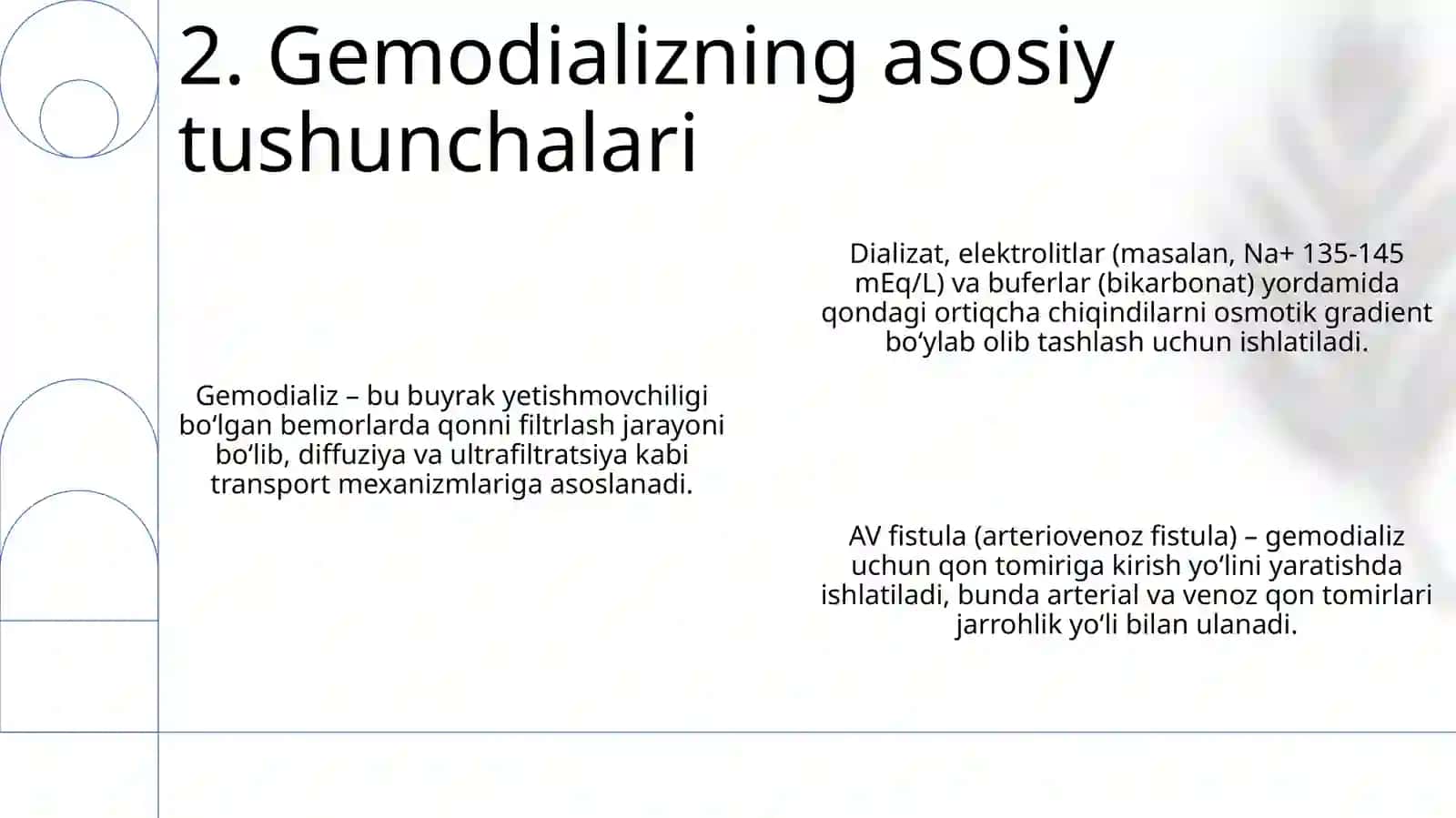 Gemodializda kimyoning ahamiyati. Nazariy tahlil, misollar bilan tushuntirish 4