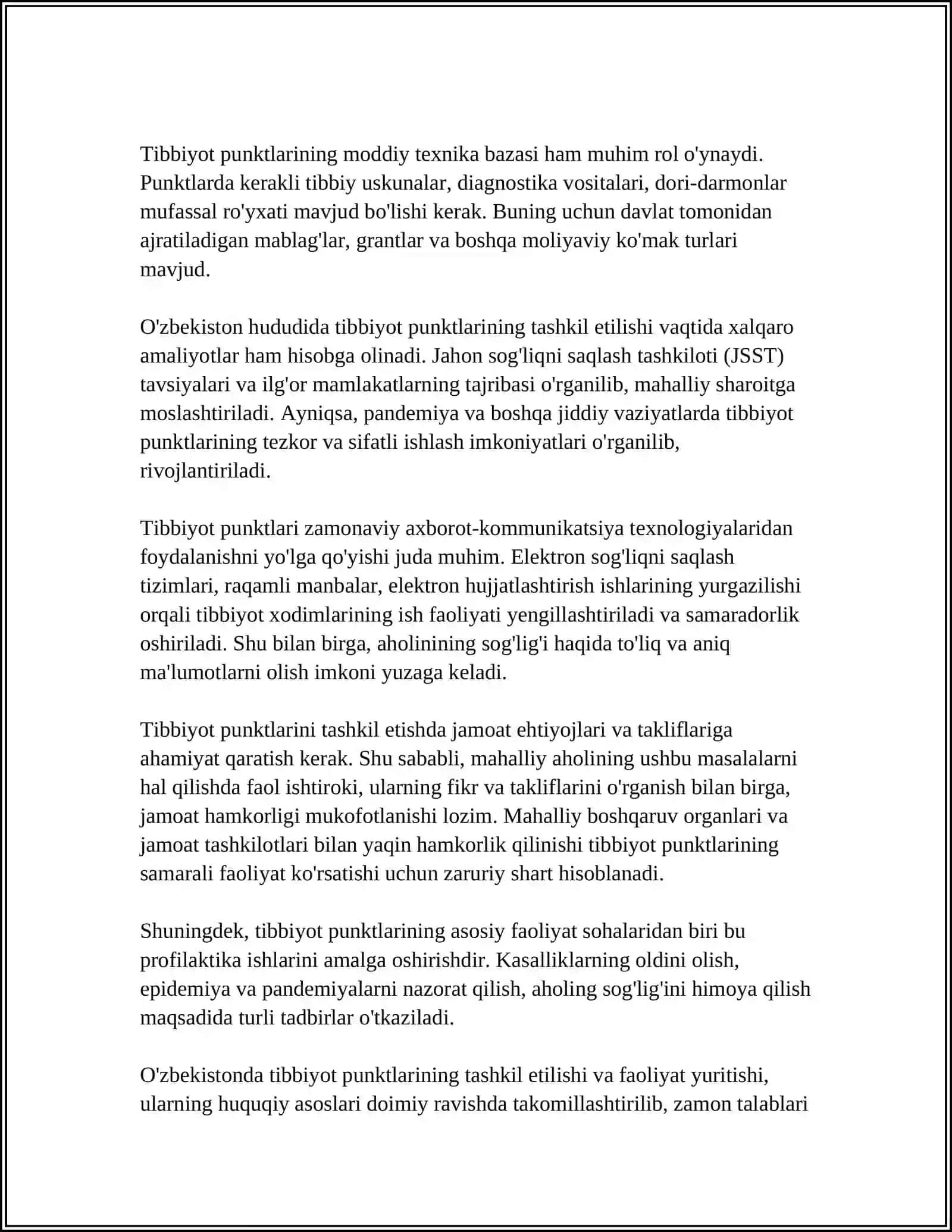 TIBBIYOT PUNKTLARINING ISHINI TASHKIL QILISH 4