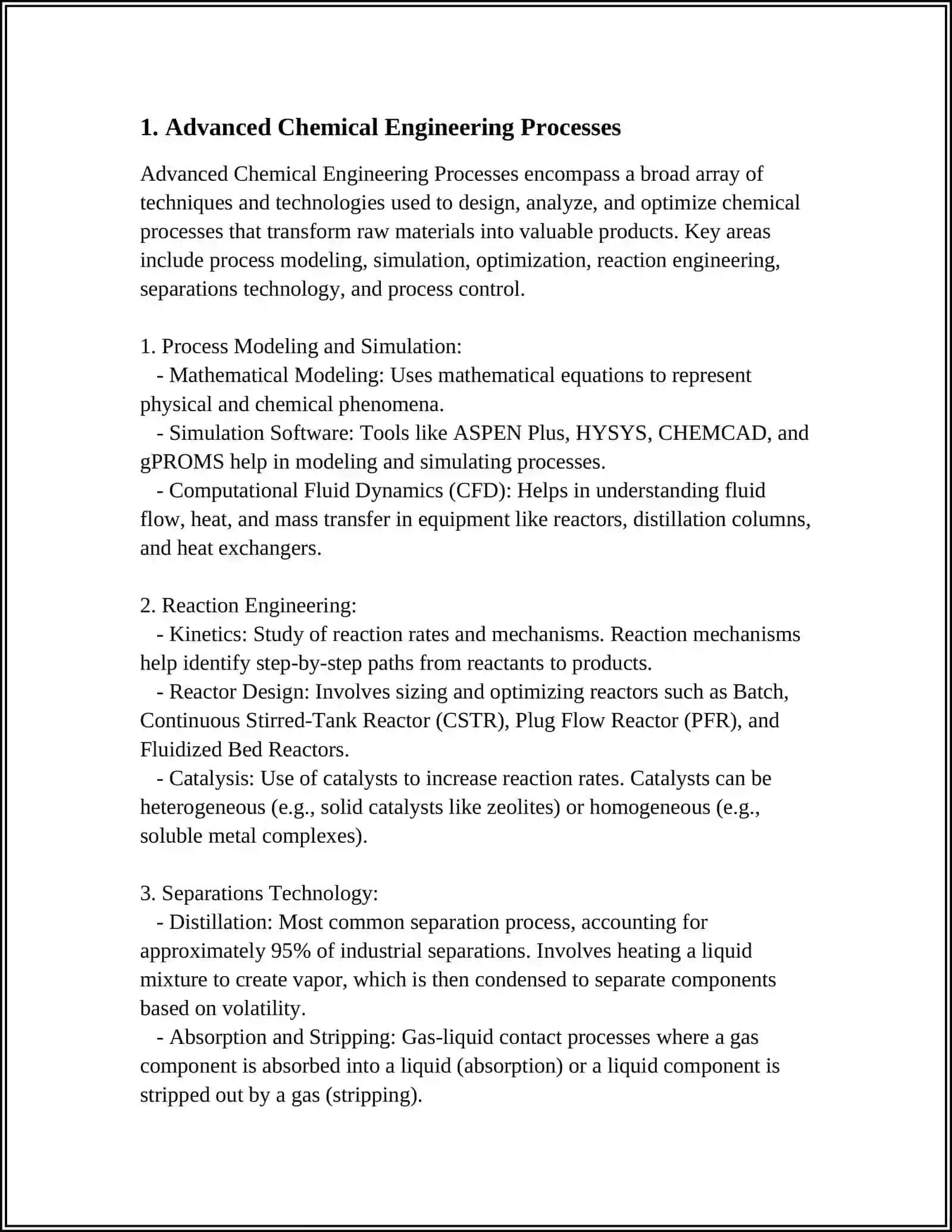 Advanced Chemical Engineering Processes 4