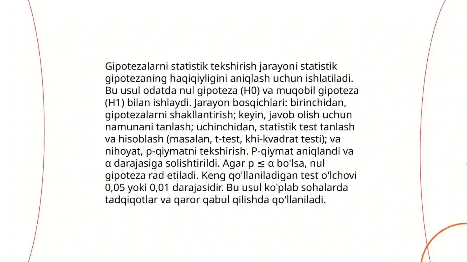 Gipotezlarni statistik tekshirish asoslari 4