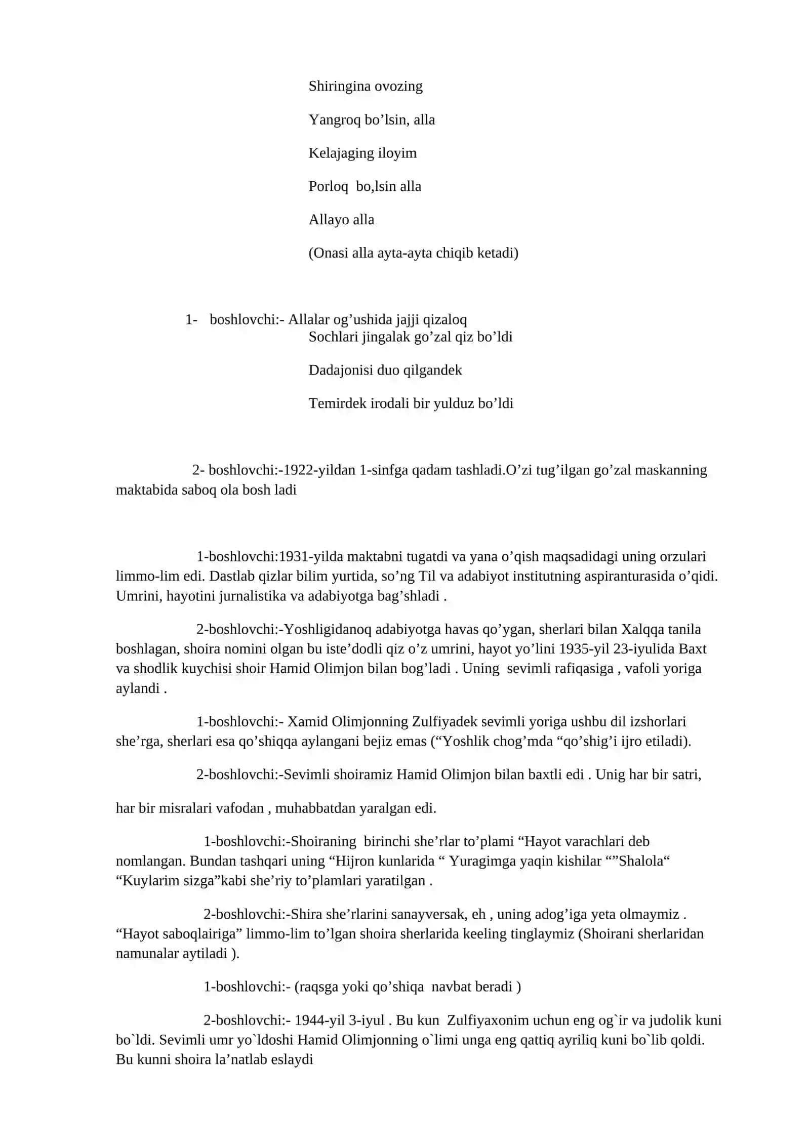 Zulfiyaxonim – hayot so’qmoqlari 4