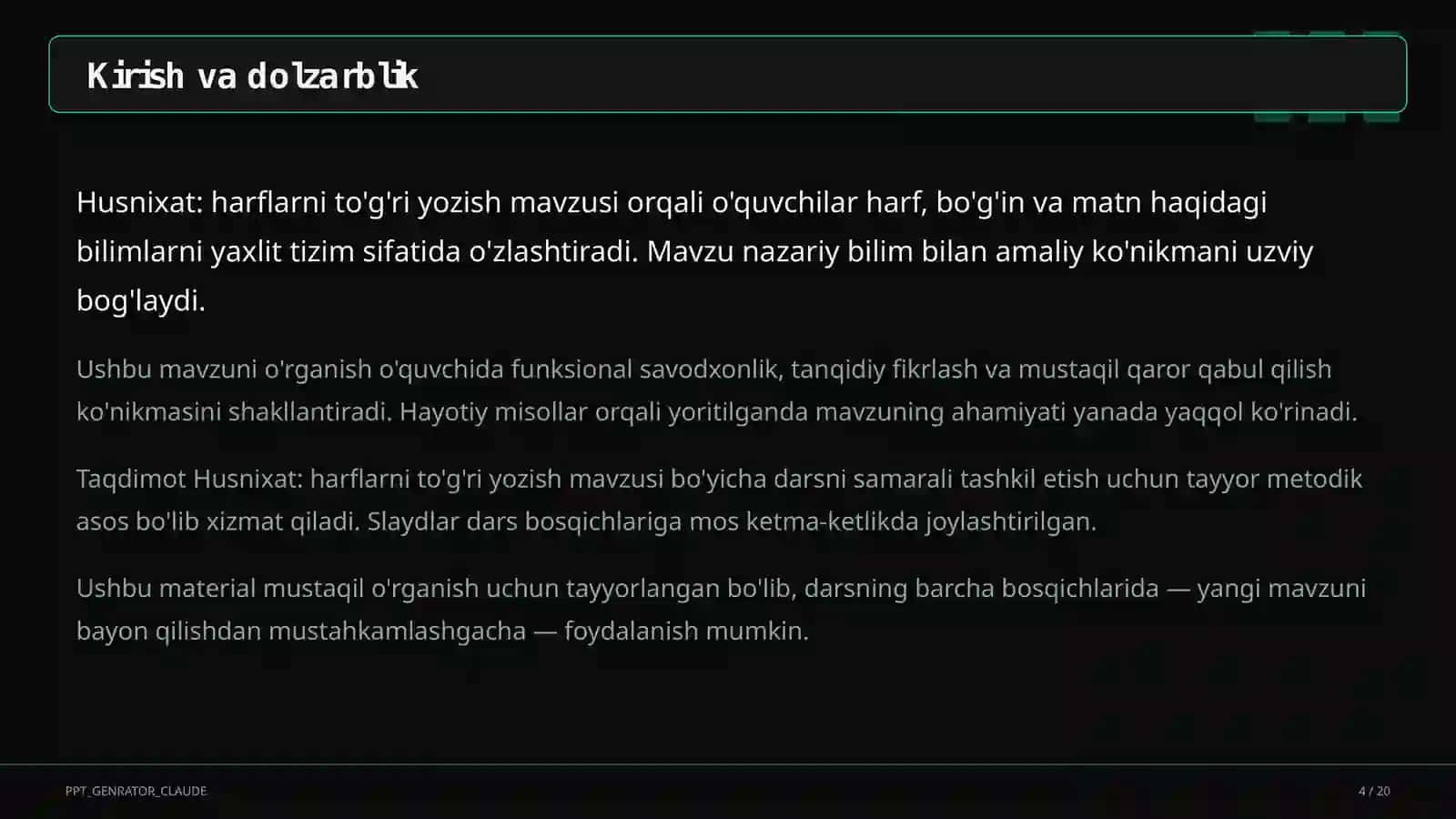 Husnixat: harflarni to'g'ri yozish (1-sinf) 4
