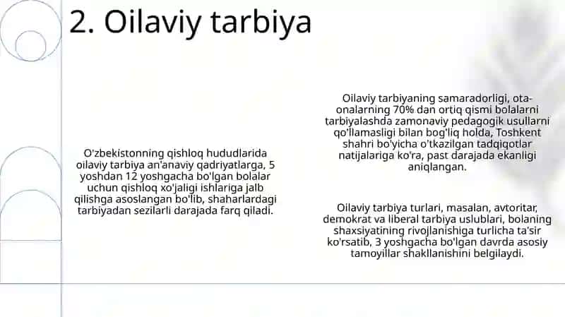 Tarbiyaga ta'sir etuvchi omillar.Tarbiya nazariyasi va tarbiya turlari 4