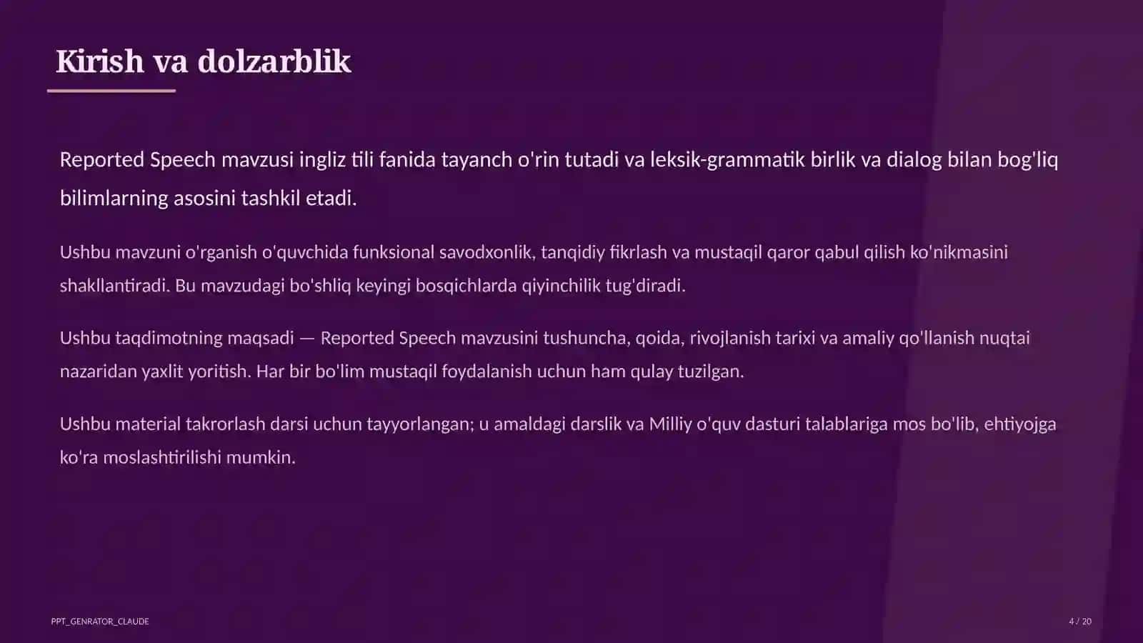 Reported Speech (9-sinf) 4