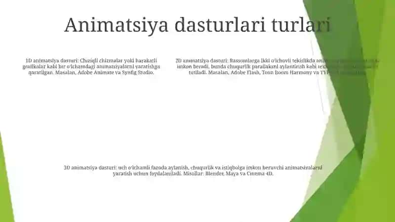 Animatsion Dasturlar Tayyorlash Va Ishlab Chiqish 4