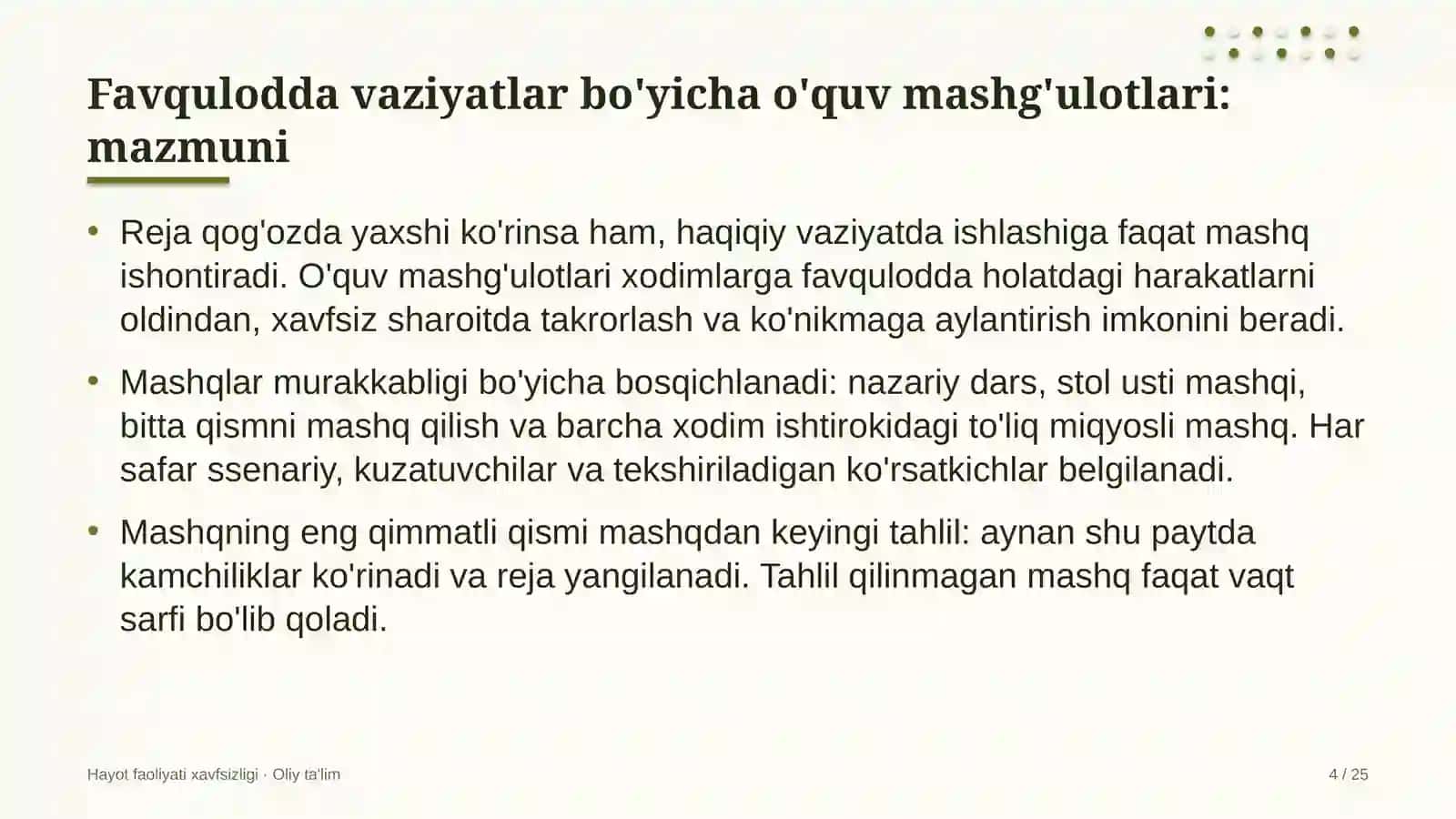 Yuridik klinikalarda favqulodda vaziyatlar bo'yicha o'quv mashg'ulotlari o'tkazish 4