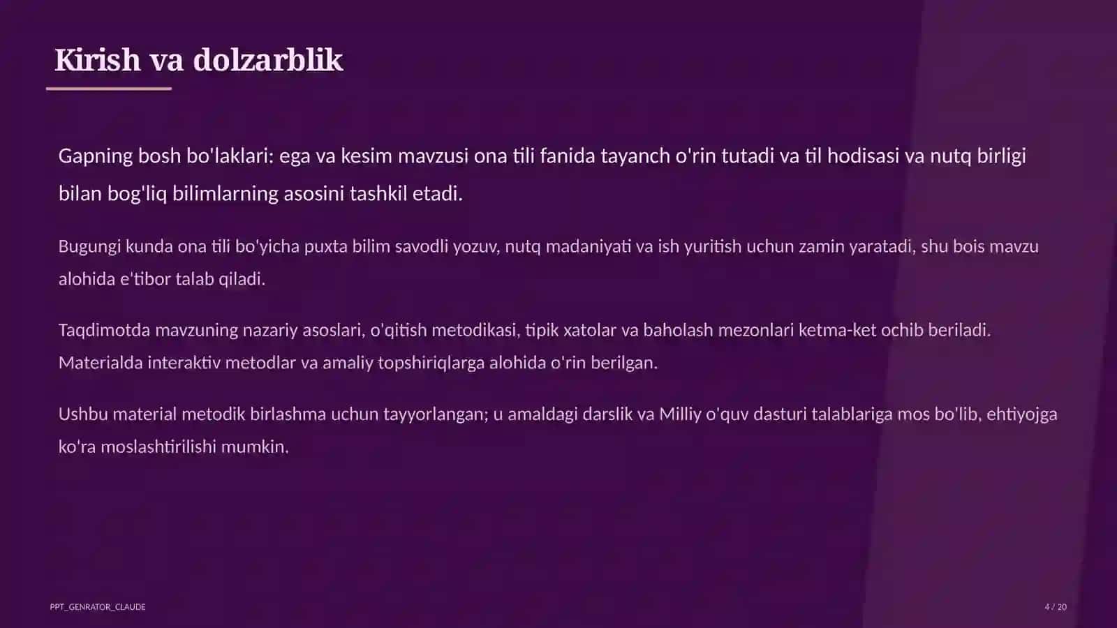 Ona tili (5–11) — metodik birlashma uchun 4