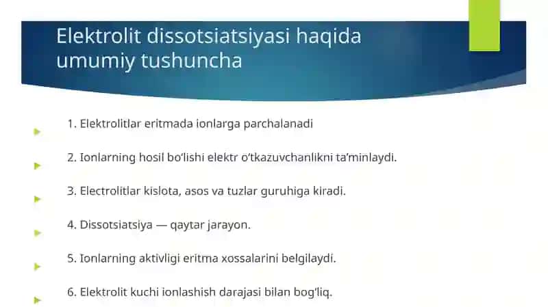 Elektrolit dissotsiatsiyasi 4