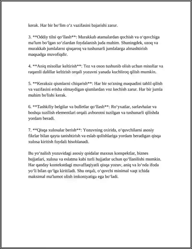 WRITING: SHORT DIRECTION NOTE 4