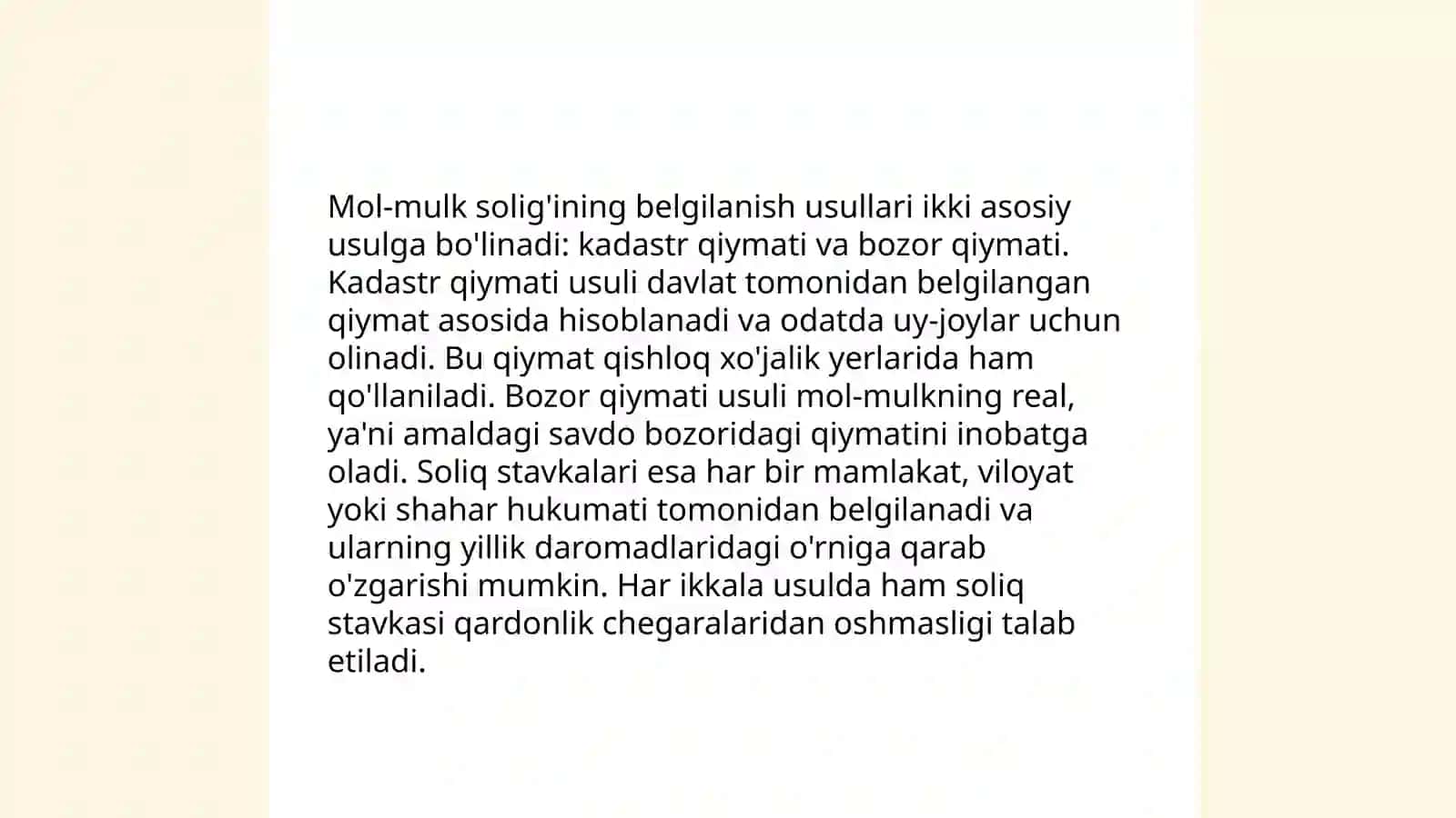 Jismoniy shaxslardan olinadigan mol-mulk solig’ining o’ziga xos jihatlari 4