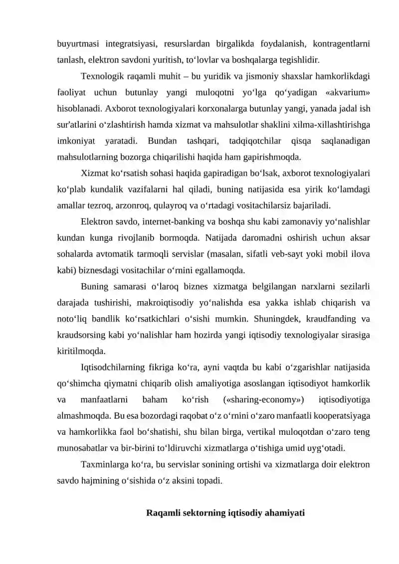 Raqamli iqtisodiyotning afzalliklari 4