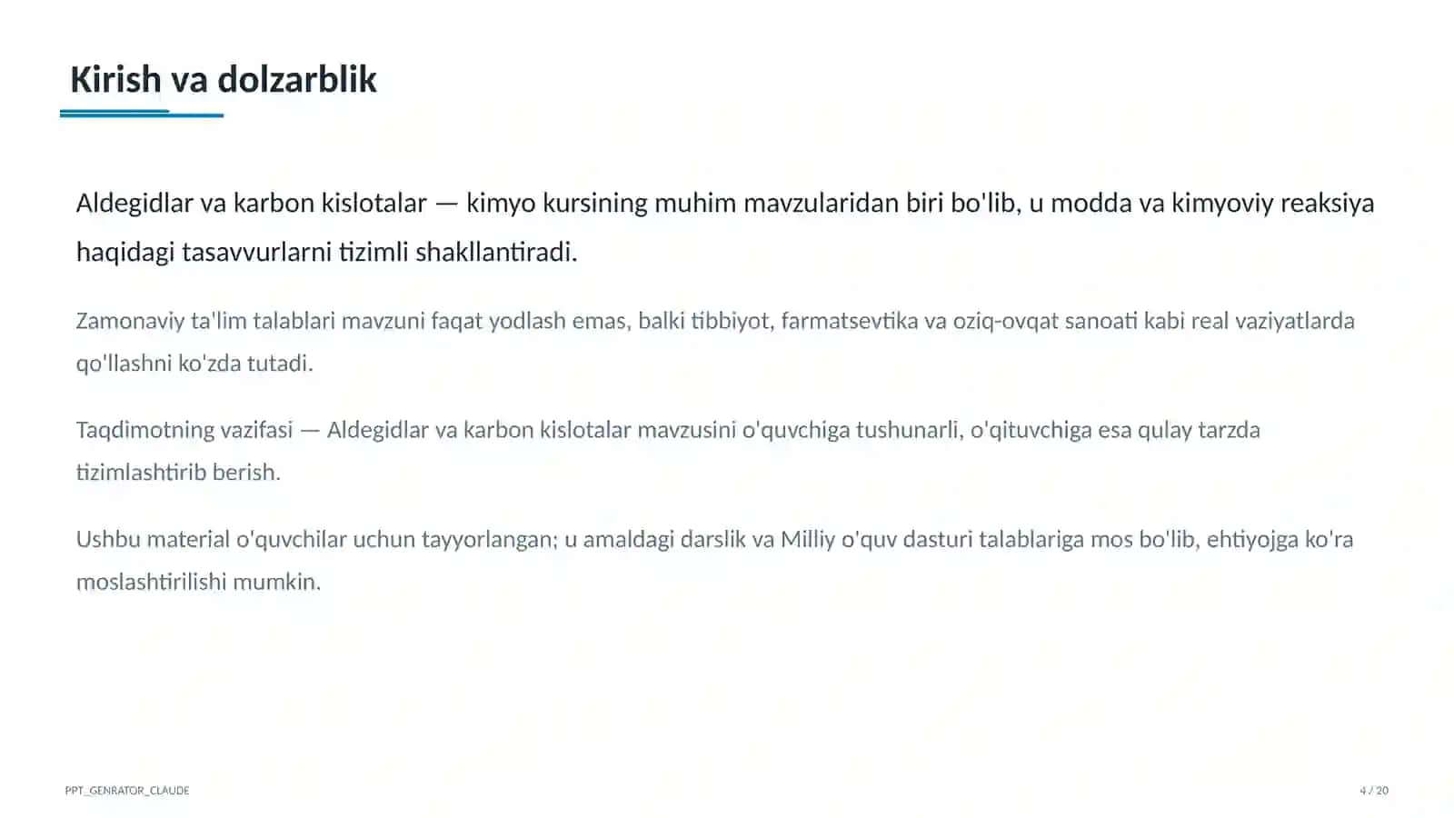 Aldegidlar va karbon kislotalar (10-sinf) 4
