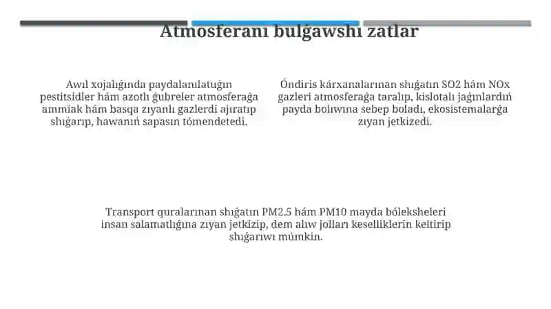 Ózbekstanda atmosfera qorǵawınıń mashqalaları 4