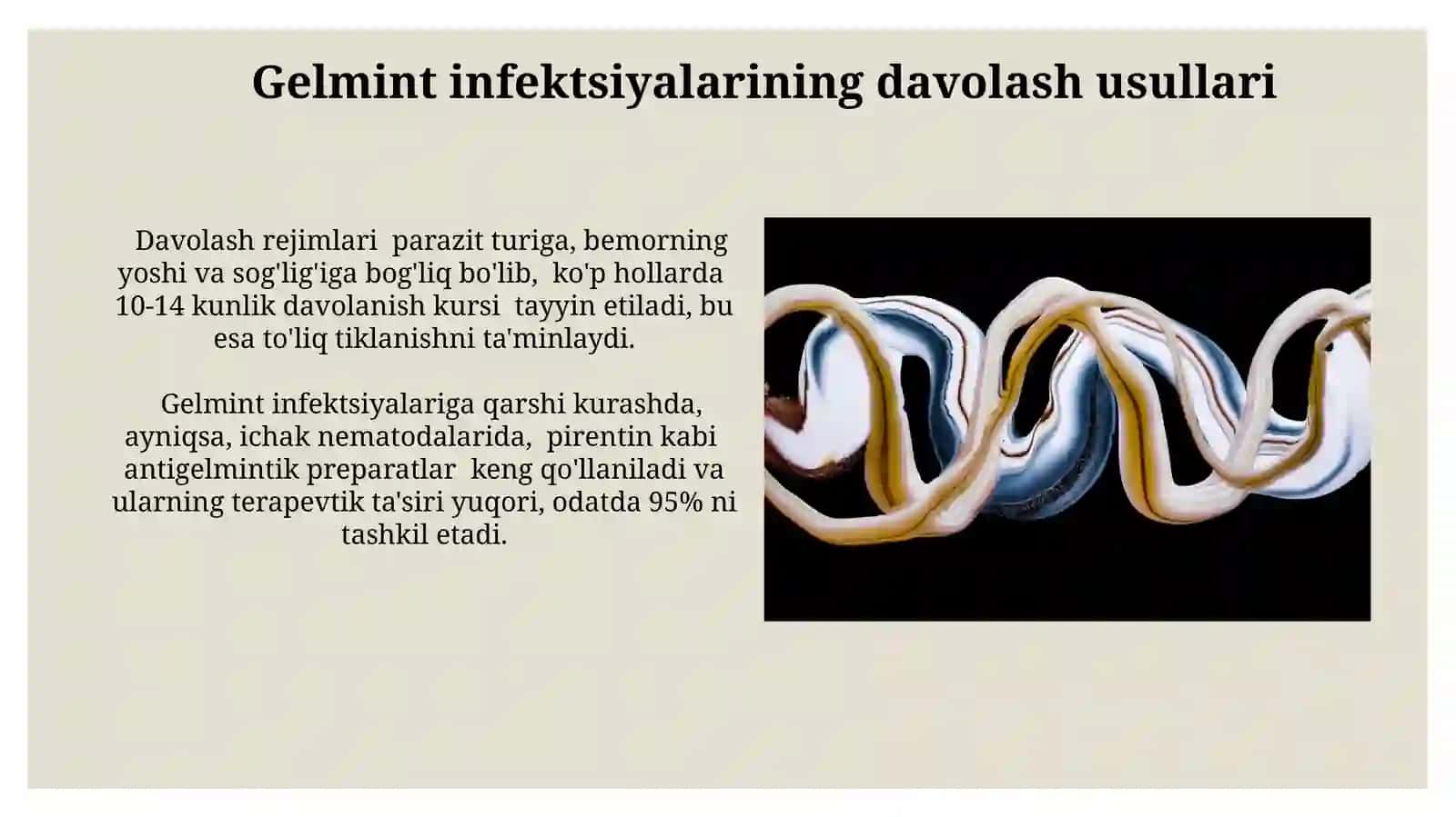 Gelmintologiya - parazit chuvalchanglar haqidagi fan,uning asoschisi K.I.Skryabn 4