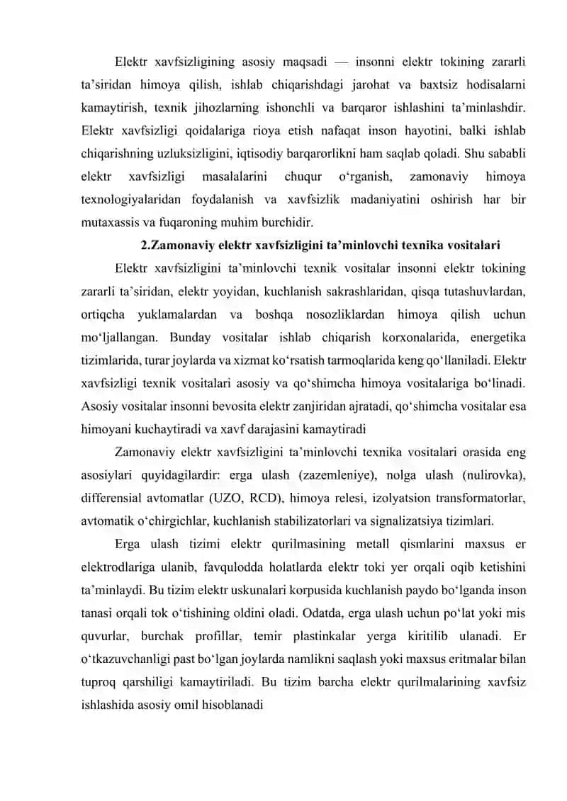 ELEKTR XAVFSIZLIGINI TA'MINLOVCHI ZAMONAVIY TEXNIKA TEXNOLOGIYALAR 4