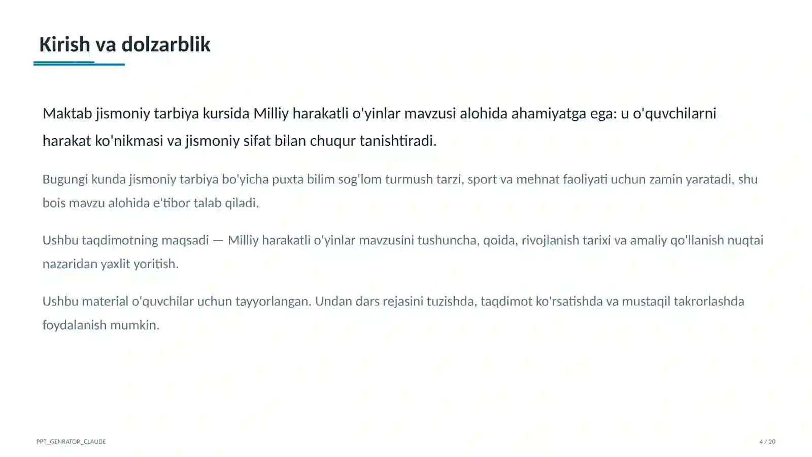 Milliy harakatli o'yinlar (4-sinf) 4