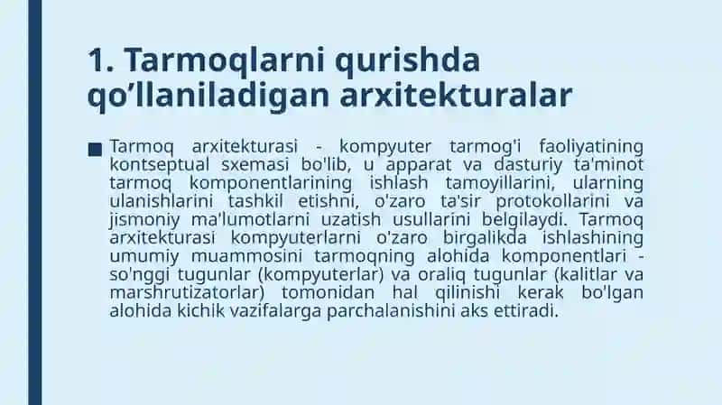 Tarmoq arxitekturalari 4