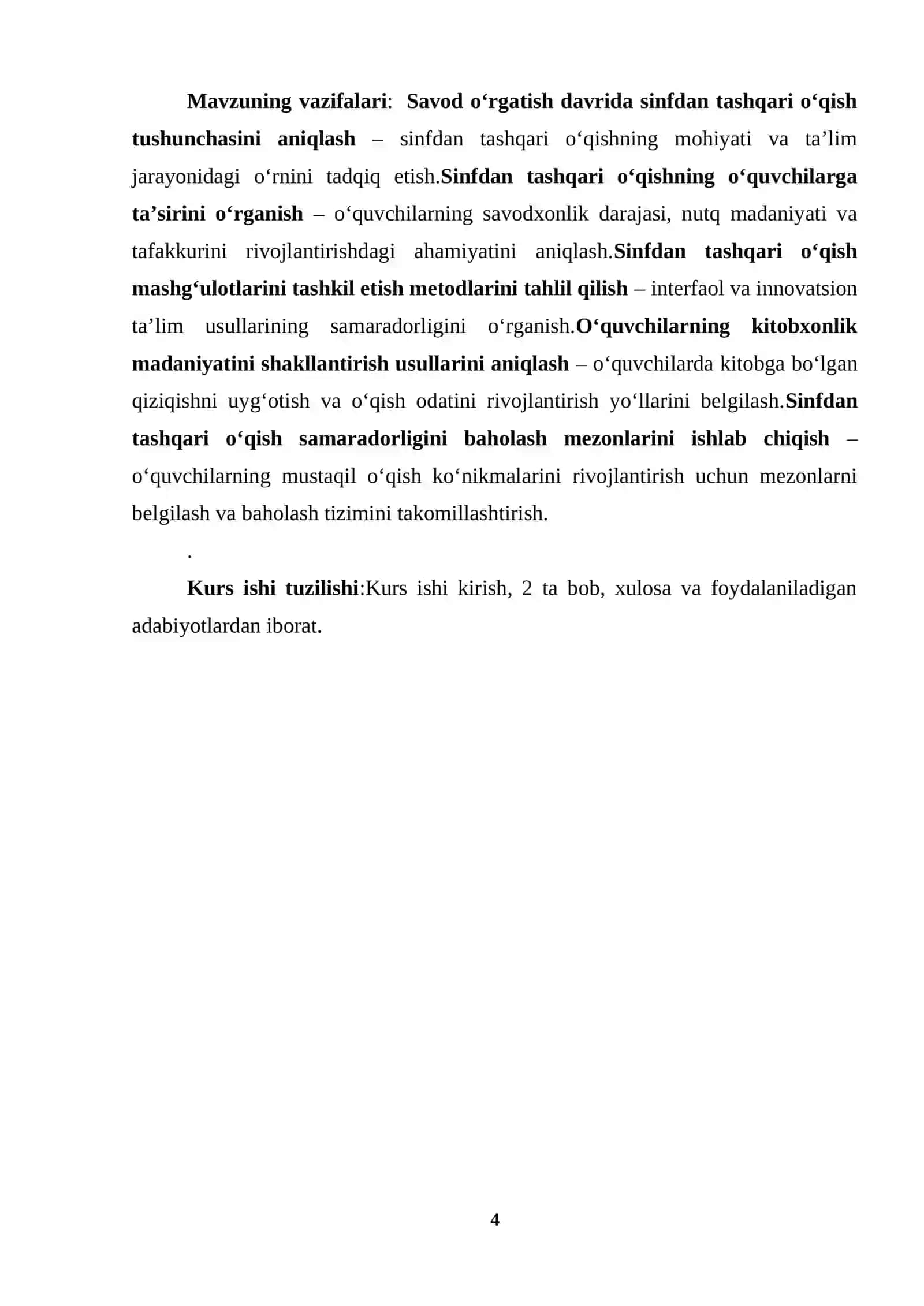 SAVOD O‘RGATISH SINFDAN TASHQARI O‘QISHNI TASHKIL ETISH 4