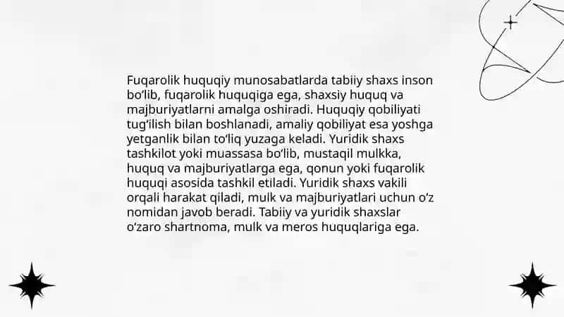 Fuqarolik huquqiy munosabat 4